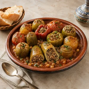دولمة جزائرية من كوسا وفلفل وطماطم وبطاطا وخرشوف محشو باللحم والأرز