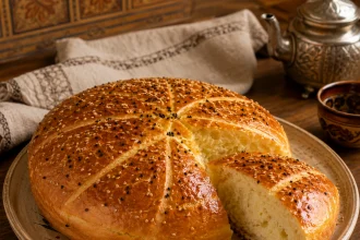 Runder Khobz el-Dâr Laib mit glänzender Kruste