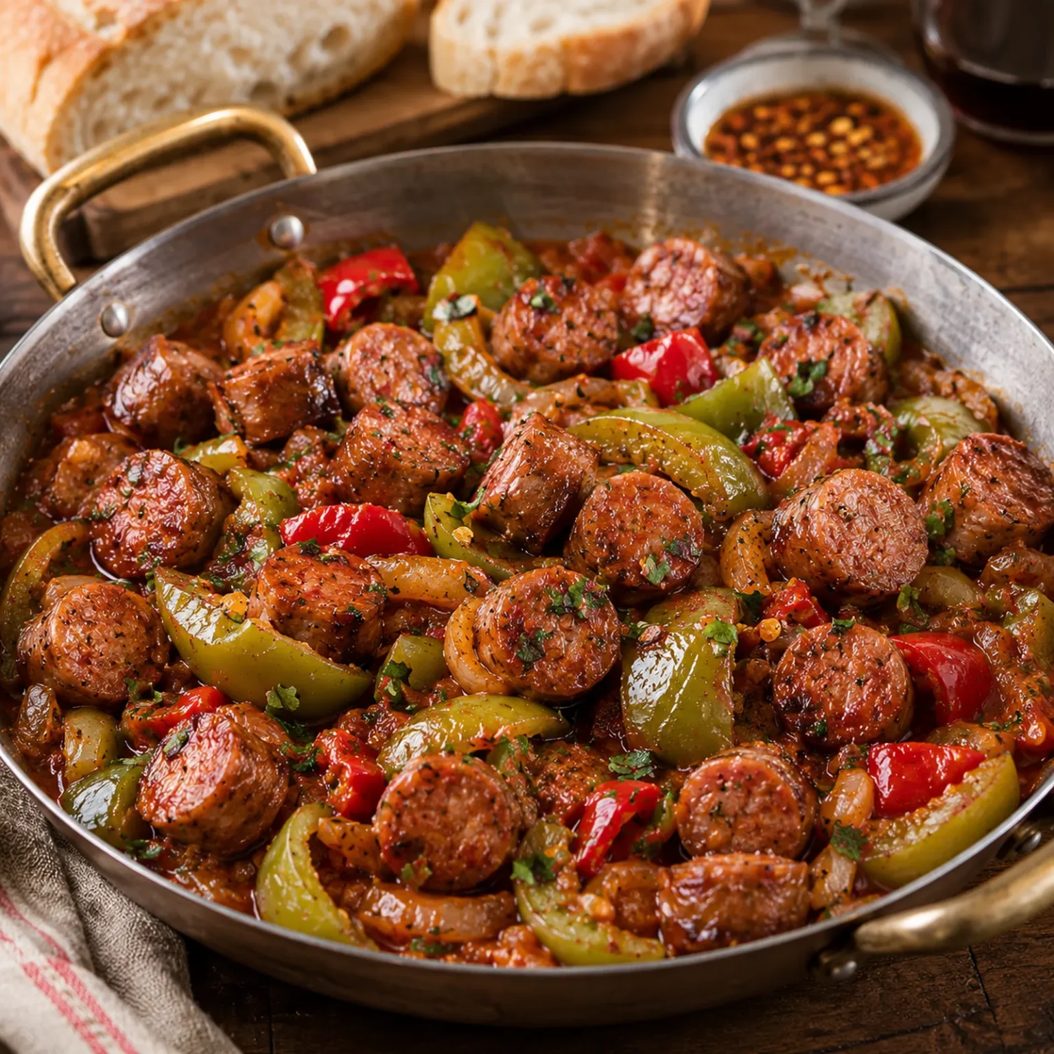 Griechisches Spetsofai mit Wurst