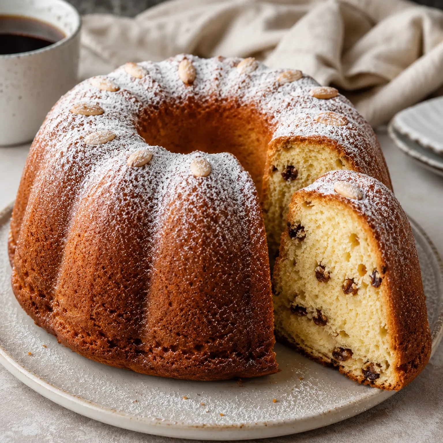 Kuglof alto y acanalado con azúcar glas