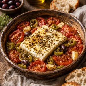 Bouyiourdi grec à la feta tomate piment vert et origan