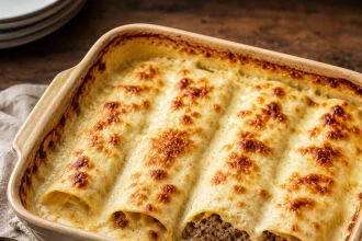 Plat carré de canelons gratinés