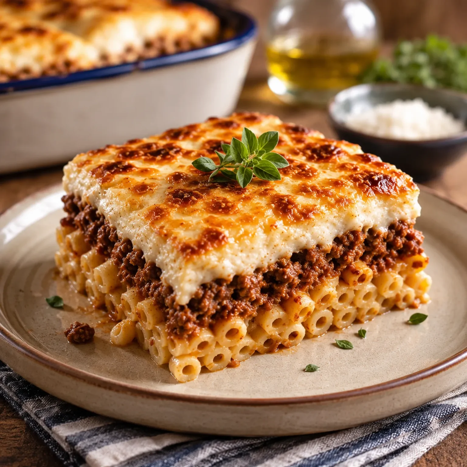 Casserole grecque pastitsio avec pâtes
