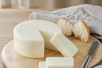 Roue et quartiers de Lički škripavac blanc sur une planche en bois