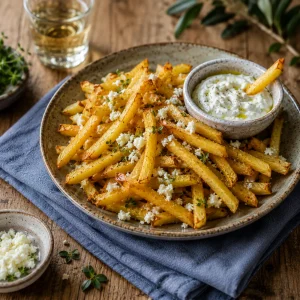 Frites grecques à l’origan avec feta émiettée