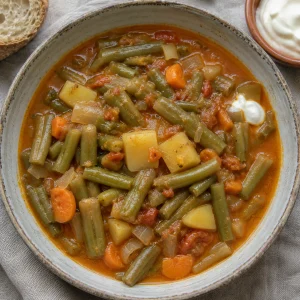 Bol carré de varivo od mahuna aux haricots verts et pommes de terre
