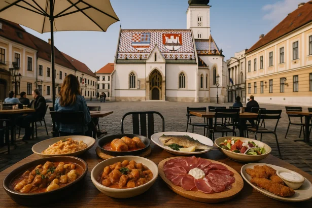 Assortiment de plats et de pâtisseries traditionnels associés à Zagreb