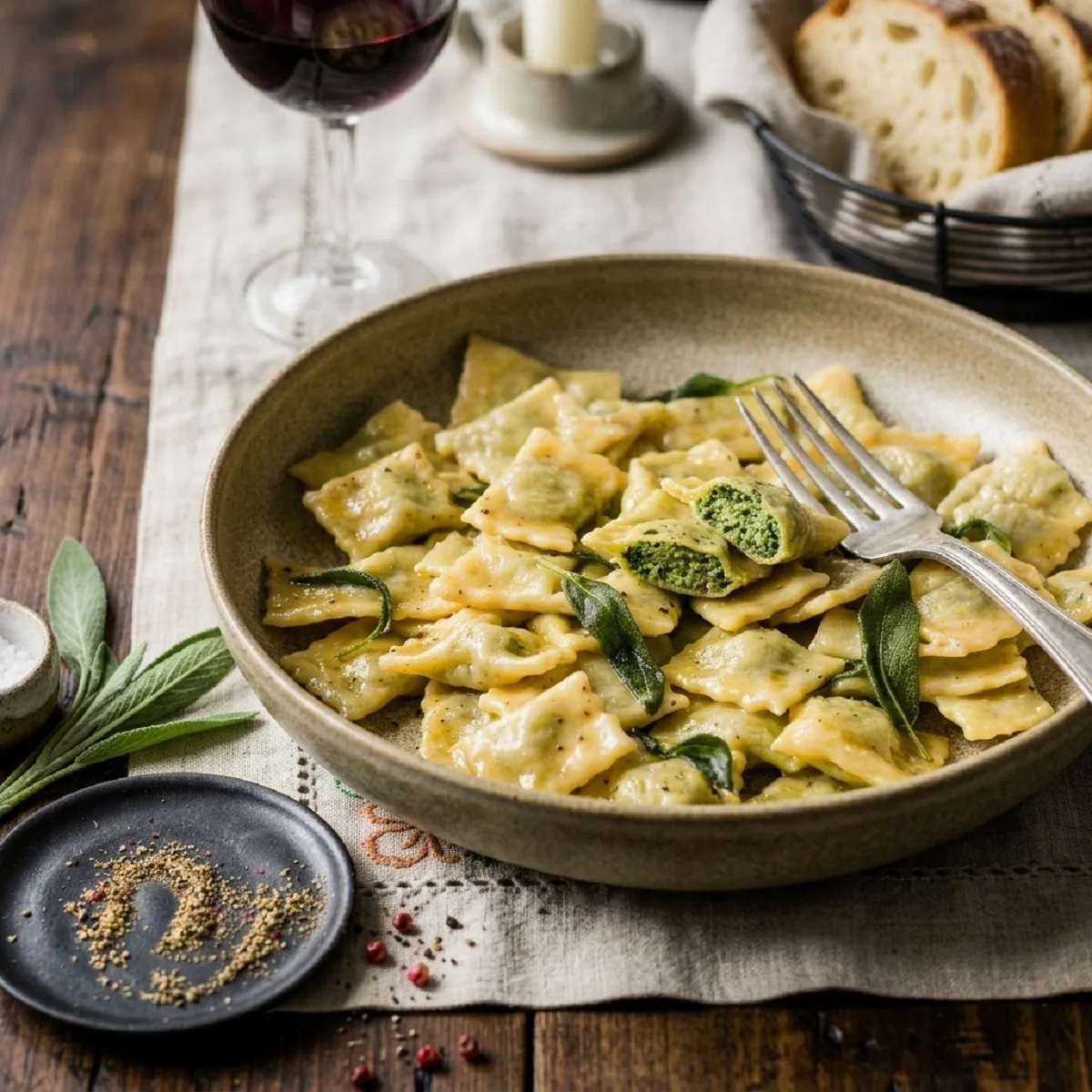 Agnolotti del plin piémontais nappés d’un léger beurre noisette
