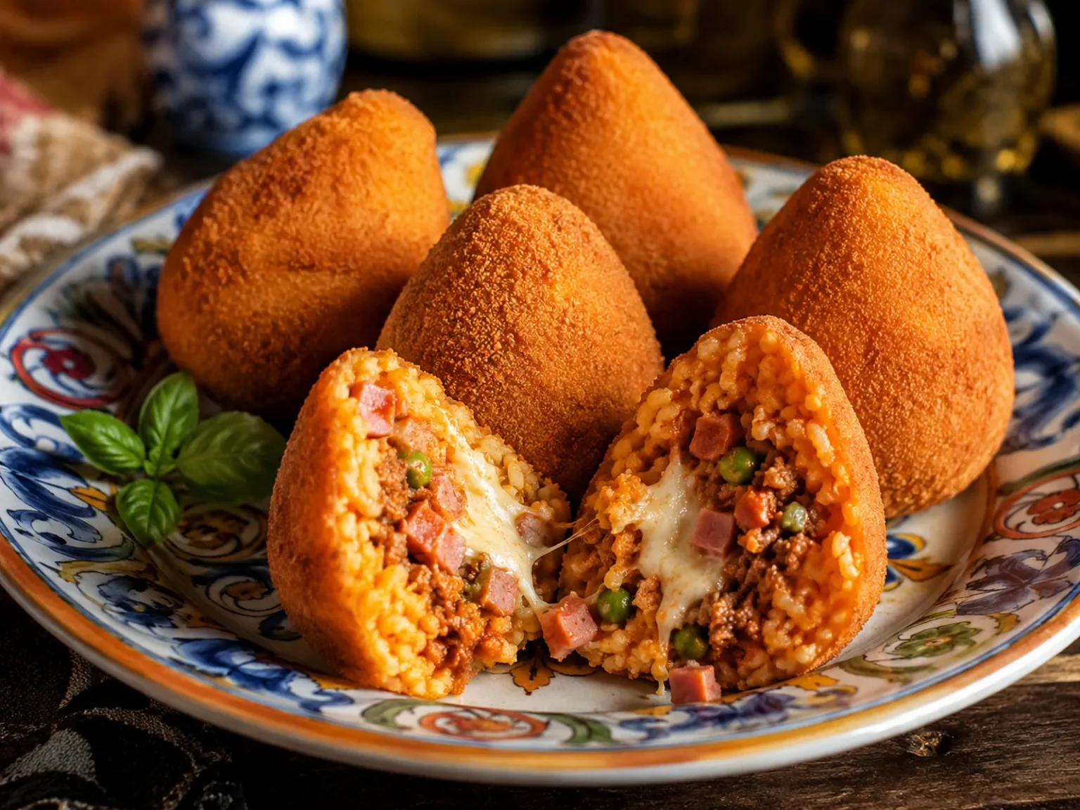 Arancine siciliennes dorées sur une assiette
