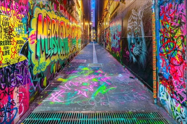 Ruelle de Melbourne couverte de street art