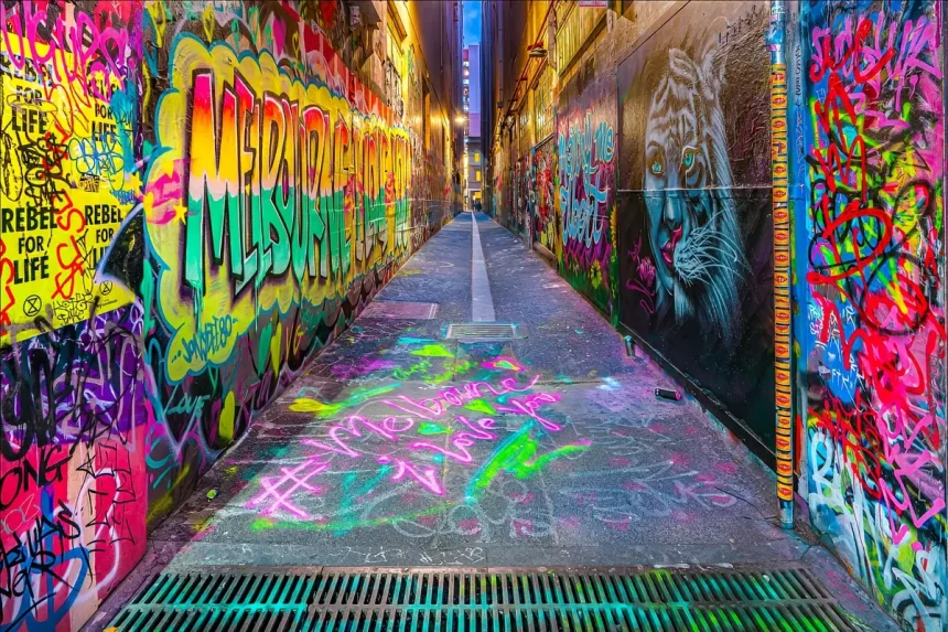 Ruelle de Melbourne couverte de street art
