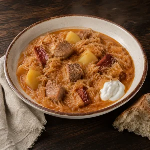 Kroatische zuurkoolstoofpot met varkensvlees