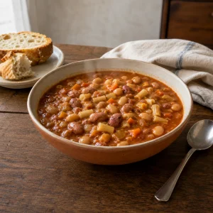 Dikke bonensoep met korte pasta
