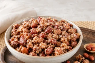 Kom met krokante doce de ginguba