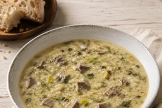Vierkante foto van magiritsa met lamsorgaanvlees