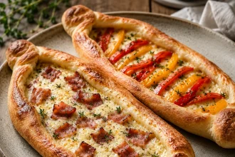 Twee langwerpige peinirli met diepbruine randen