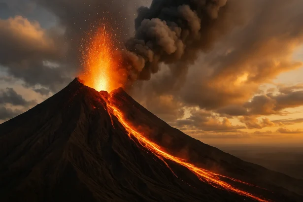 Uitbarstende vulkaan als beeld van actieve vulkanische systemen wereldwijd