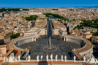 Площадь Святого Петра и панорама Рима с купола Ватикана