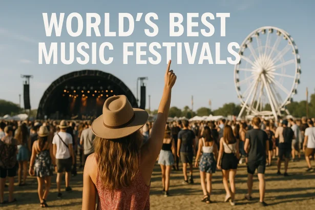 Большая аудитория на открытом музыкальном фестивале