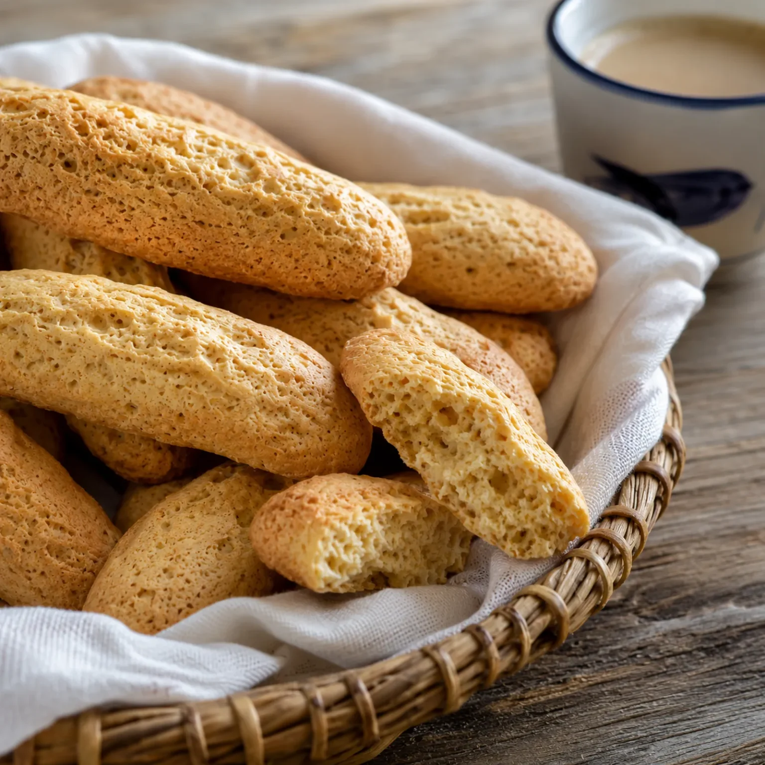 Krupan kvadratni kadar zlatnih paških baškotina u korpi