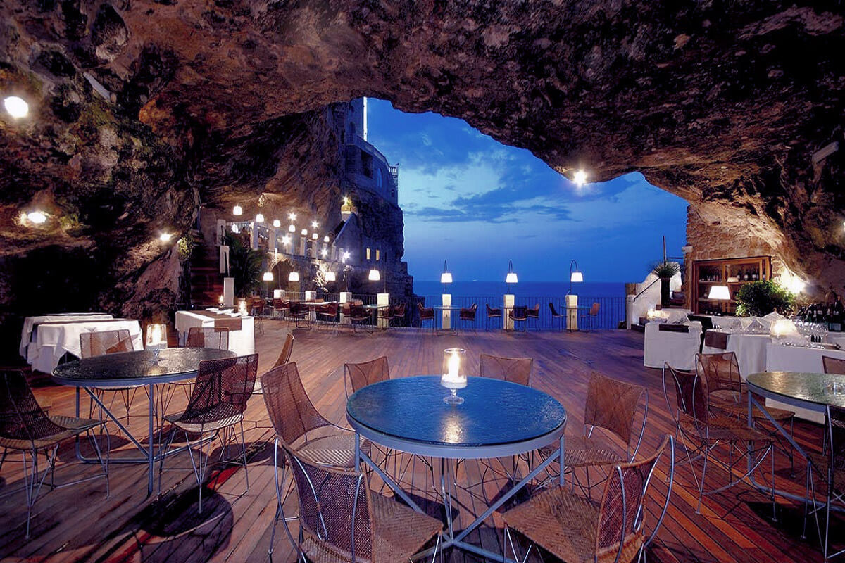 The restaurant Cave Palazese (Grotta Palazzese) is located in Italy